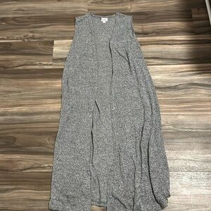 Lularoe Joy black, grey and white marled knit longline vest size large NWOT